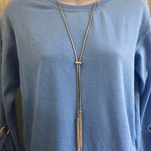 NY & Co. Silvertone Snake Chain Lariat NWT